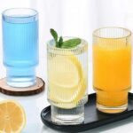 6 pcs Ribbed Glass Set 293 ml Long